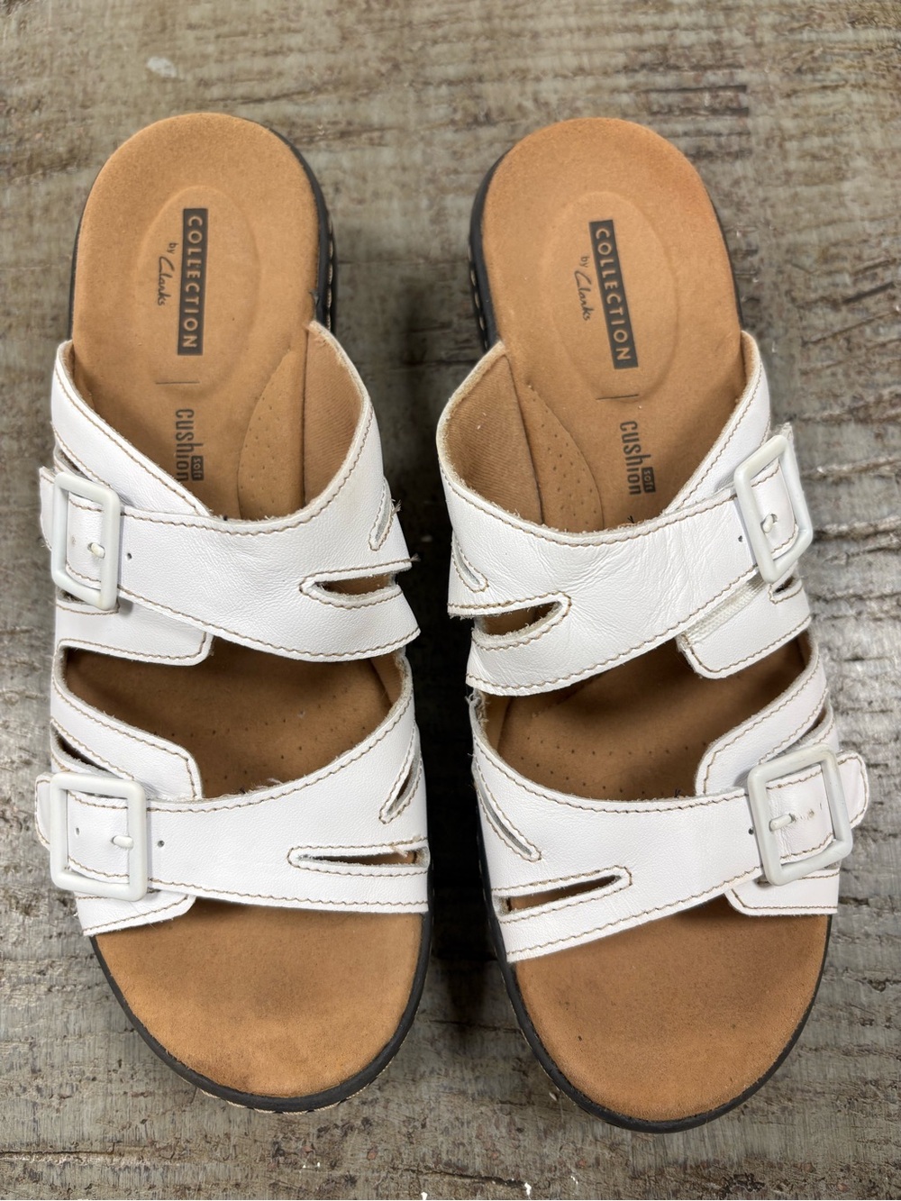 Clark’s Comfort Collection Leather Slip On Sandals